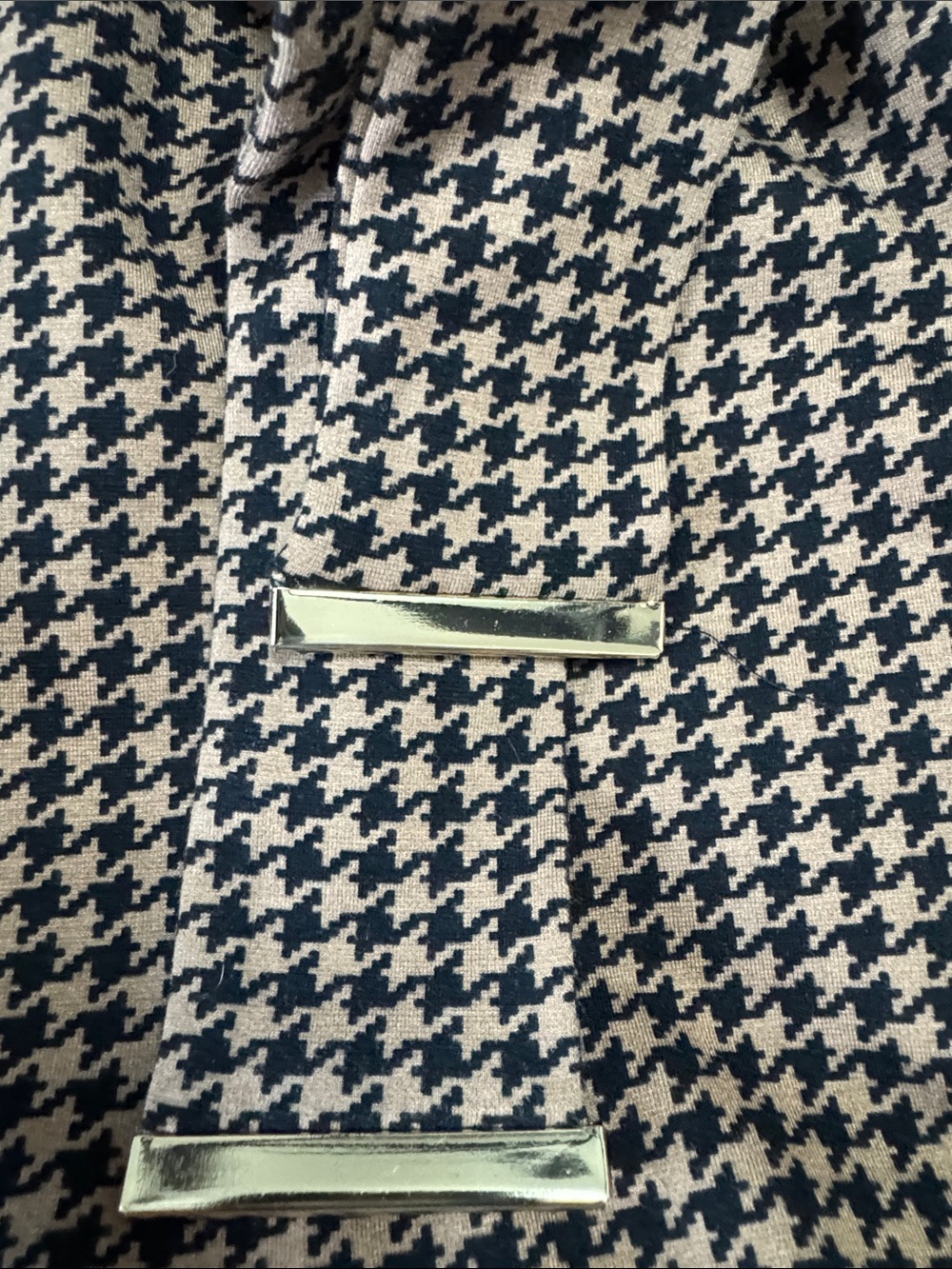 NWT41 Hawthorn Brown and Black Houndstooth Midi Dress with Tie Waist - Picture 7 of 7